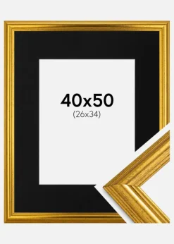 Ramme Västkusten Guld 40x50 cm - Passepartout Sort 27x35 cm
