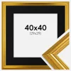 Ramme Västkusten Guld 40x40 cm - Passepartout Sort 30x30 cm