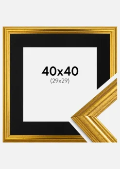 Ramme Västkusten Guld 40x40 cm - Passepartout Sort 30x30 cm
