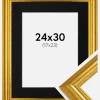 Ramme Västkusten Guld 24x30 cm - Passepartout Sort 18x24 cm