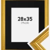 Ramme Västkusten Guld 28x35 cm - Passepartout Sort 20x25 cm