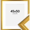 Ramme Västkusten Guld 45x50 cm - Passepartout Hvid 34x40 cm