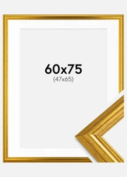 Ramme Västkusten Guld 60x75 cm - Passepartout Hvid 48x66 cm