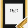 Ramme Västkusten Guld 32x45 cm - Passepartout Sort 25x30 cm