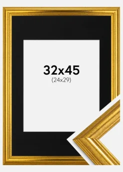 Ramme Västkusten Guld 32x45 cm - Passepartout Sort 25x30 cm