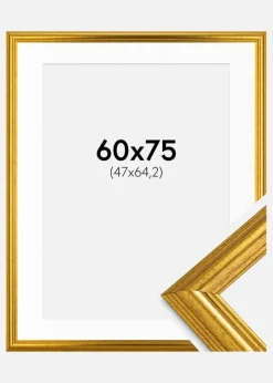 Ramme Västkusten Guld 60x75 cm - Passepartout Hvid 48x65,2 cm