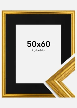 Ramme Västkusten Guld 50x60 cm - Passepartout Sort 35x45 cm