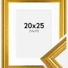 Ramme Västkusten Guld 20x25 cm - Passepartout Hvid 15x20 cm