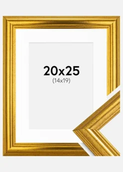 Ramme Västkusten Guld 20x25 cm - Passepartout Hvid 15x20 cm