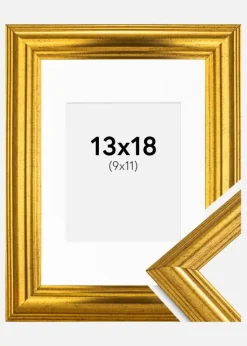 Ramme Västkusten Guld 13x18 cm - Passepartout Hvid 10x12 cm