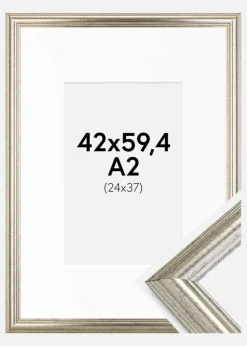 Ramme Västkusten Sølv 42x59,4 cm (A2) - Passepartout Hvid 25x38 cm
