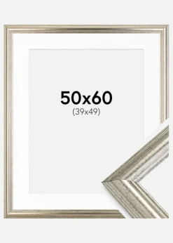 Ramme Västkusten Sølv 50x60 cm - Passepartout Hvid 40x50 cm