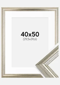 Ramme Västkusten Sølv 40x50 cm - Passepartout Hvid 12x16 inches