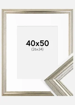 Ramme Västkusten Sølv 40x50 cm - Passepartout Hvid 27x35 cm