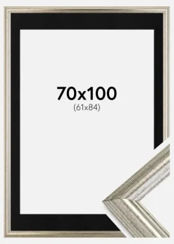 Ramme Västkusten Sølv 70x100 cm - Passepartout Sort 62x85 cm
