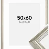 Ramme Västkusten Sølv 50x60 cm - Passepartout Hvid 15x20 inches