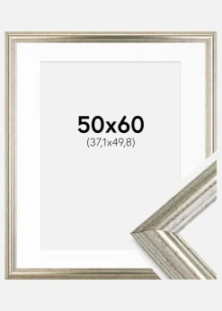 Ramme Västkusten Sølv 50x60 cm - Passepartout Hvid 15x20 inches