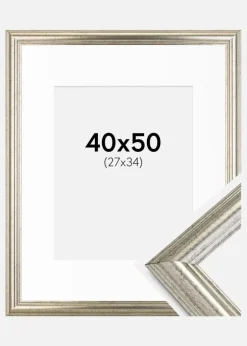 Ramme Västkusten Sølv 40x50 cm - Passepartout Hvid 28x35 cm