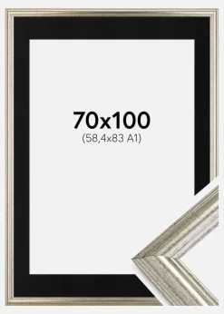 Ramme Västkusten Sølv 70x100 cm - Passepartout Sort 59,4x84 cm (A1)
