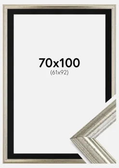 Ramme Västkusten Sølv 70x100 cm - Passepartout Sort 62x93 cm