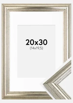 Ramme Västkusten Sølv 20x30 cm - Passepartout Hvid 15x21 cm (A5)
