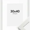 Ramme White Wood Glossy 30x40 cm - Passepartout Hvid 20x28 cm
