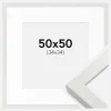 Ramme White Wood Glossy 50x50 cm - Passepartout Hvid 35x35 cm