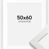 Ramme White Wood Glossy 50x60 cm - Passepartout Hvid 16x20 inches