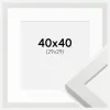 Ramme White Wood Glossy 40x40 cm - Passepartout Hvid 30x30 cm