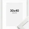 Ramme White Wood Glossy 30x40 cm - Passepartout Hvid 21x30 cm