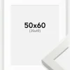 Ramme White Wood Glossy 50x60 cm - Passepartout Hvid 40x50 cm