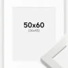 Ramme White Wood Glossy 50x60 cm - Passepartout Hvid 37x46 cm