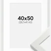 Ramme White Wood Glossy 40x50 cm - Passepartout Hvid 29,7x42 cm (A3)