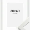 Ramme White Wood Glossy 30x40 cm - Passepartout Hvid 20x30 cm