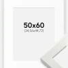 Ramme White Wood Glossy 50x60 cm - Passepartout Hvid 14x18 inches