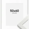 Ramme White Wood Glossy 50x60 cm - Passepartout Hvid 35x45 cm