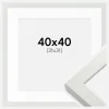 Ramme White Wood Glossy 40x40 cm - Passepartout Hvid 32x32 cm