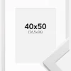Ramme White Wood 40x50 cm - Passepartout Hvid 27,5x37 cm