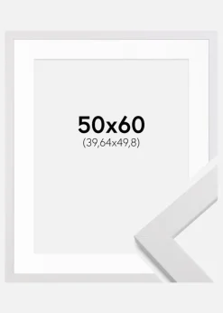 Ramme White Wood 50x60 cm - Passepartout Hvid 16x20 inches