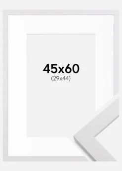 Ramme White Wood 45x60 cm - Passepartout Hvid 30x45 cm