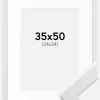 Ramme White Wood 35x50 cm - Passepartout Hvid 25x35 cm