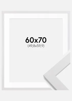 Ramme White Wood 60x70 cm - Passepartout Hvid 20x24 inches