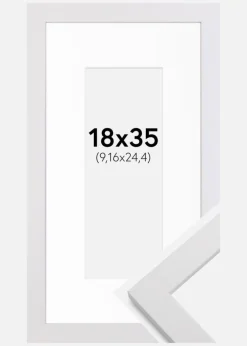 Ramme White Wood 18x35 cm - Passepartout Hvid 4x10 inches