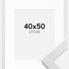 Ramme White Wood 40x50 cm - Passepartout Hvid 28x35 cm