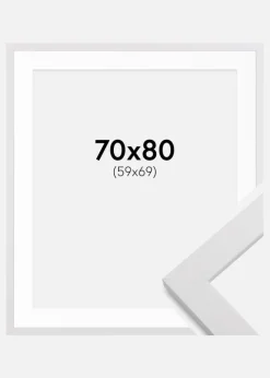 Ramme White Wood 70x80 cm - Passepartout Hvid 60x70 cm