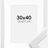Ramme White Wood 30x40 cm - Passepartout Hvid 21x29,7 cm (A4)