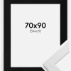 Ramme White Wood 70x90 cm - Passepartout Sort 55x70 cm