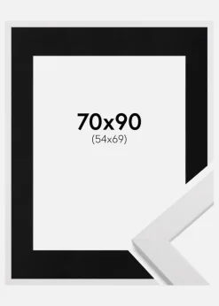 Ramme White Wood 70x90 cm - Passepartout Sort 55x70 cm