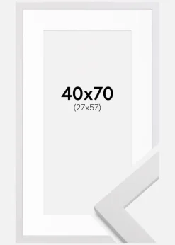 Ramme White Wood 40x70 cm - Passepartout Hvid 28x58 cm