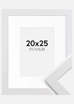 Ramme White Wood 20x25 cm - Passepartout Hvid 5x7 inches